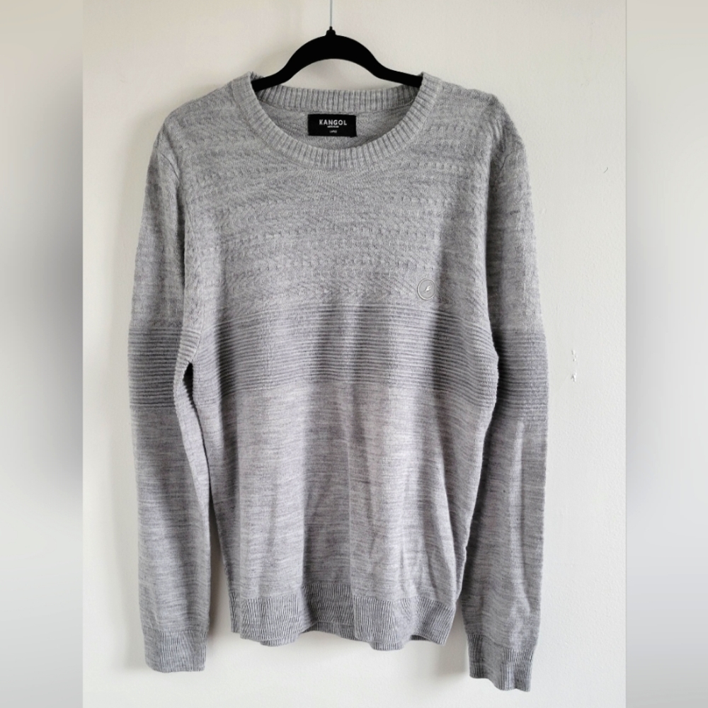 Kangol Mens Pullover Sweater - gray acrylic/wool- Large